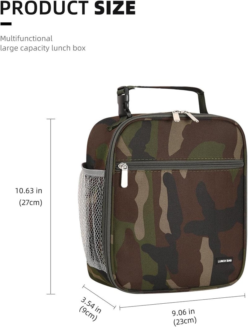 Lovoeo Lunch box Lunch bag for men women Insulated Lunchbox Lunch bags for Work Picnic Travel (Green camo) - Image 2